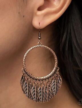 Paparazzi Fowl Tempered Copper Earrings NWT